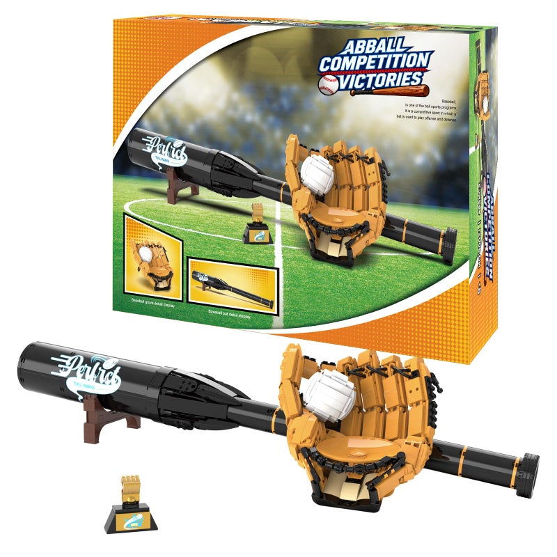 Sosuy Baseball Building Blocks Sets for Boys 968 Pcs with Bat Glove Ball Trophy and Display Stand Educational STEM Toys for Boy Kids Men Teen for Sports Fan Model for Play Display - Image 3