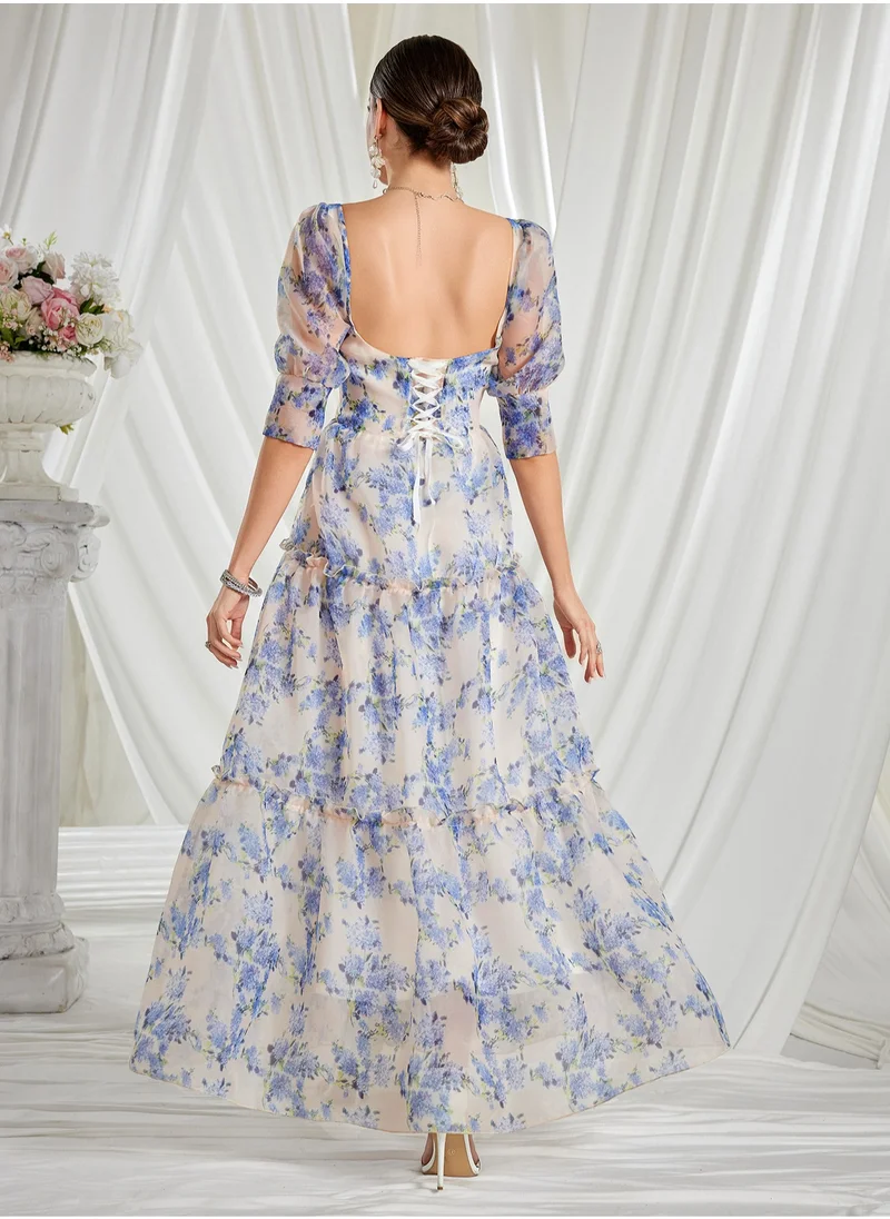 Madam Uniq Elegant Long Evening Dress in Organza