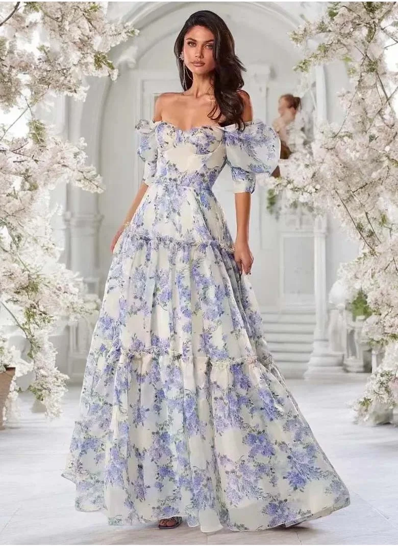 Madam Uniq Elegant Long Evening Dress in Organza