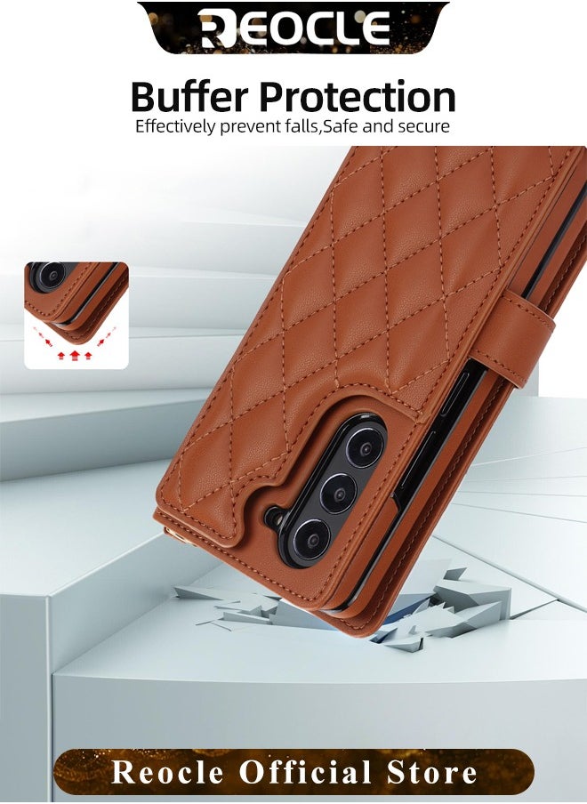REOCLE Samsung Galaxy Z Fold 3 4 Case with Card Holder & S Pen Holder & Slide Lens Cover, Built-in Hinge Protection & Screen Protector Durable Sturdy Phone Cover Case for Galaxy Z Fold 3 4  - Image 4