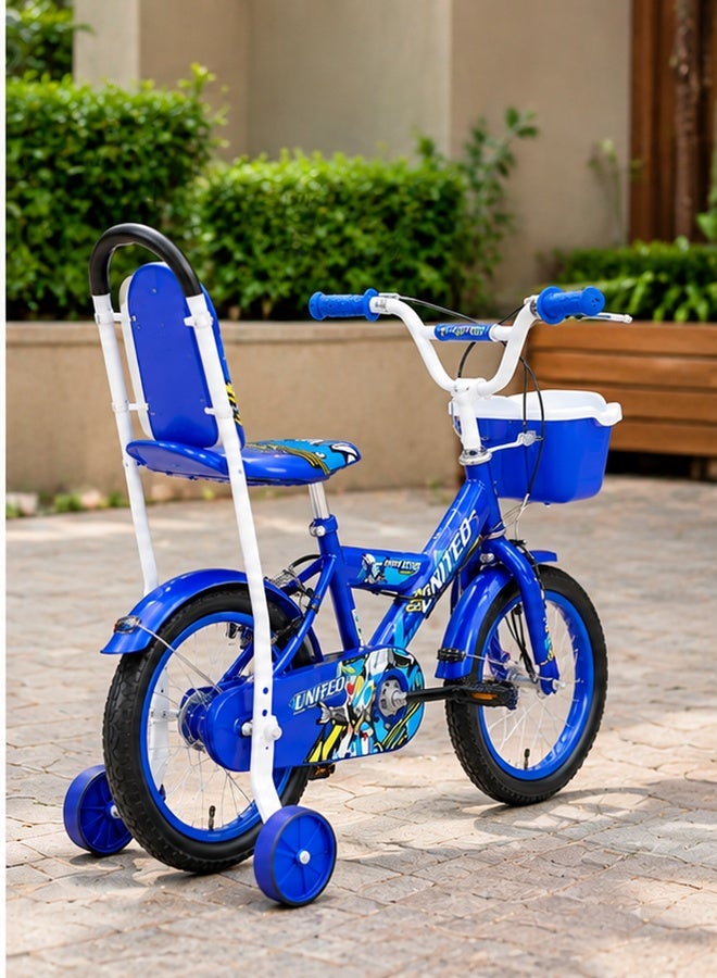 Raed Azzeem 14-Inch Kids Bicycle with Training Wheels and Basket, Kids Bicycle with Training Wheels and Front Basket, for learning to ride, leisure cycling and outdoor family activities - Blue/White - Image 4