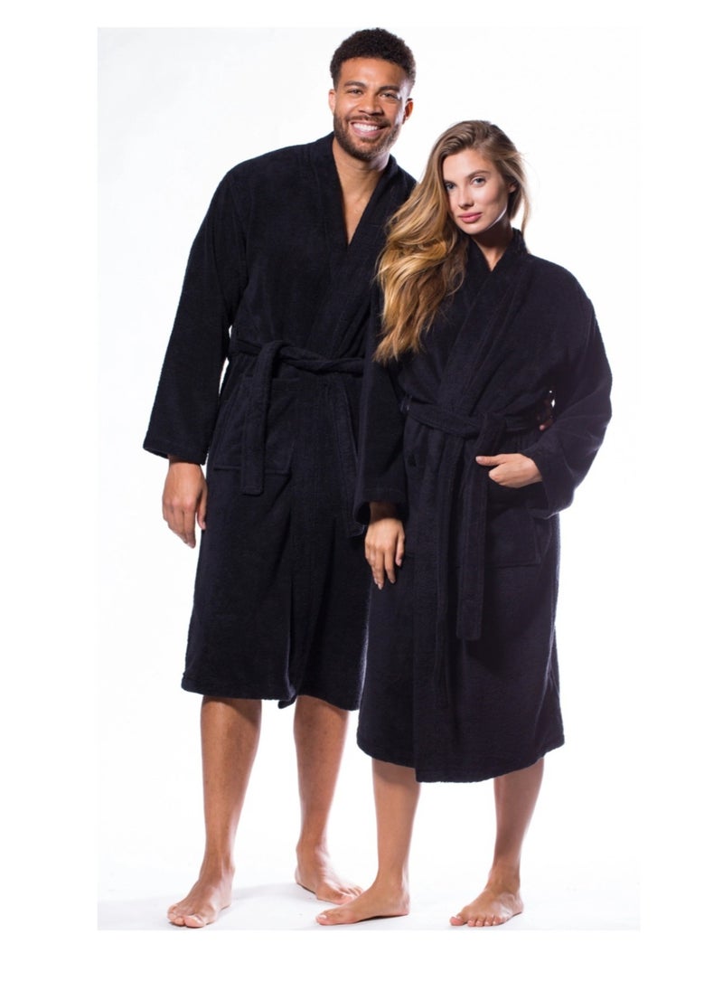 Shawl Bathrobe for Adults, 100% Cotton Black, Soft & Absorbent Spa & Hotel Quality Robe (S/M) - pzsku/Z7C5C7FBE95FD7B415744Z/45/_/1739972875/69aaf9e7-30a1-4cd4-8b88-301b1ac5a4b6