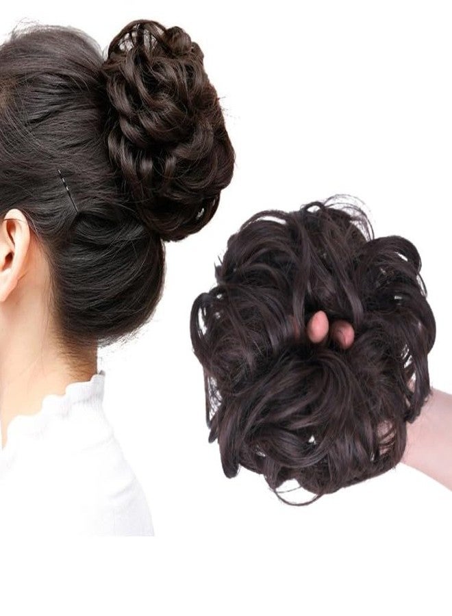 Samyak Messy Hair Bun Extensions,Hair Accessories For Women | Stylish Juda Hair Bun | Artificial Fake Donut Maker Scrunchie Rubber Band Hairpiece (Medium, Bun, Natural Brown) - Image 1