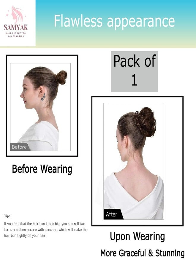 Samyak Messy Hair Bun Extensions,Hair Accessories For Women | Stylish Juda Hair Bun | Artificial Fake Donut Maker Scrunchie Rubber Band Hairpiece (Medium, Bun, Natural Brown) - Image 3