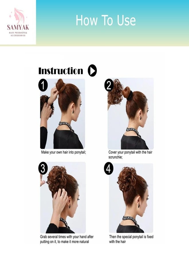 Samyak Messy Hair Bun Extensions,Hair Accessories For Women | Stylish Juda Hair Bun | Artificial Fake Donut Maker Scrunchie Rubber Band Hairpiece (Medium, Bun, Natural Brown) - Image 5