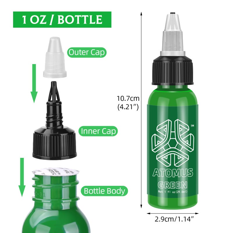 ATOMUS Tattoo Ink 5 Colors 1oz 30ml Tattoo Supply Black Pigment Natural Plant Tattoo Ink Pigment Permanent Makeup Tattoos Pigment - Image 2
