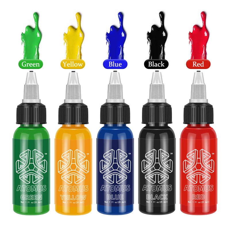 ATOMUS Tattoo Ink 5 Colors 1oz 30ml Tattoo Supply Black Pigment Natural Plant Tattoo Ink Pigment Permanent Makeup Tattoos Pigment - Image 4