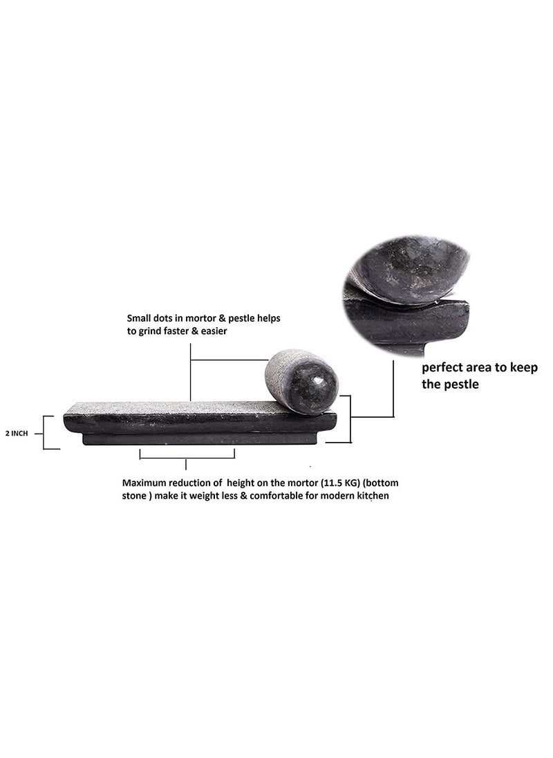 Natural Handmade Masala Grinding Stone Mortar and Pestle Ammikkal Hand Miller