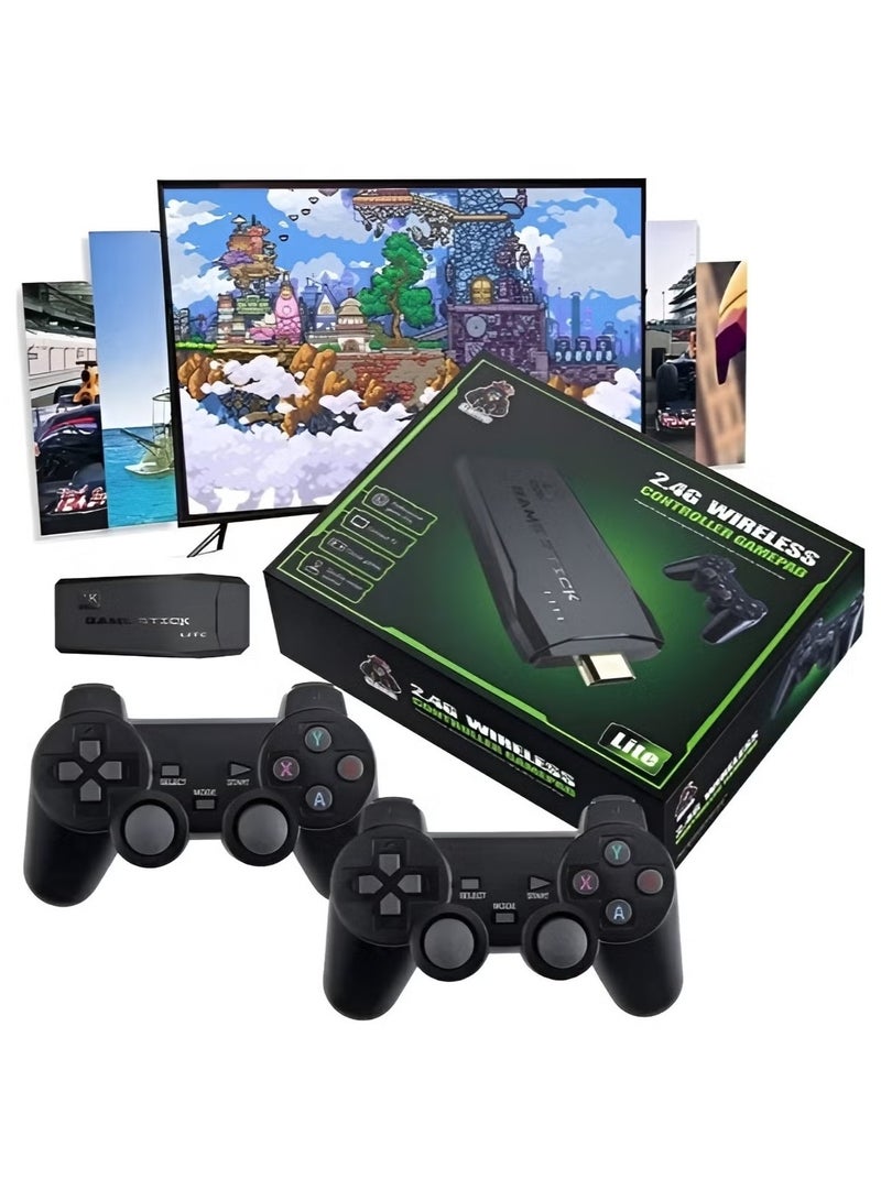 جهاز ألعاب Y3 لايت بدقة عالية الوضوح يمكن توصيله بالتلفزيون مع بطاقة بسعة 64 جيجابايت و10000 لعبة وجهازي تحكم مع عصا وكابل تمديد بدقة عالية الوضوح - Image 1