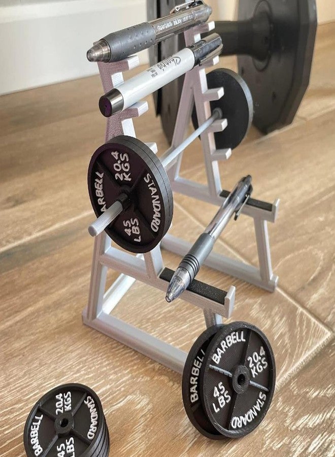 Dromco Squat Rack Pen Holder, Mini Barbell Rack Pen Holder Desktop Squat Rack with Barbells and Weights, Fun Desk Accessories for Fitness Enthusiasts and Weightlifting Fans (Barbell Rack Only) - Image 4