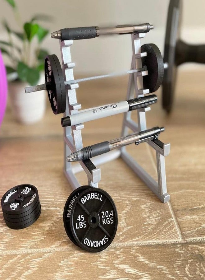 Dromco Squat Rack Pen Holder, Mini Barbell Rack Pen Holder Desktop Squat Rack with Barbells and Weights, Fun Desk Accessories for Fitness Enthusiasts and Weightlifting Fans (Barbell Rack Only) - Image 3