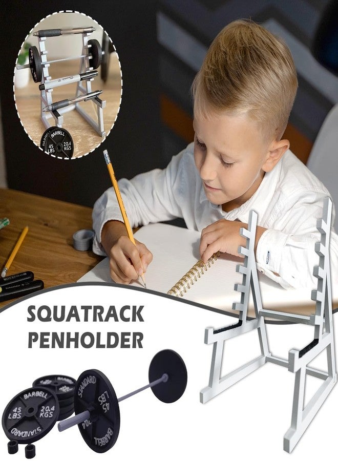 Dromco Squat Rack Pen Holder, Mini Barbell Rack Pen Holder Desktop Squat Rack with Barbells and Weights, Fun Desk Accessories for Fitness Enthusiasts and Weightlifting Fans (Barbell Rack Only) - Image 2