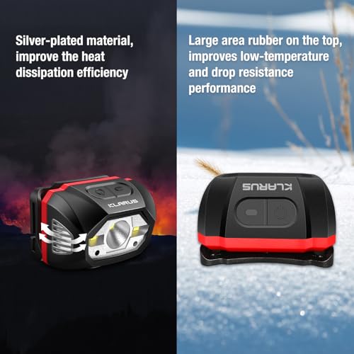 klarus HM1 IPX6 Waterproof Rechargeable Headlamp with Motion Sensor, 70 Hours Long Battery Life, Full Charge in 2.5 Hours, 440 Lumens Consistent Output, Shock and Drop Resistant - Image 5