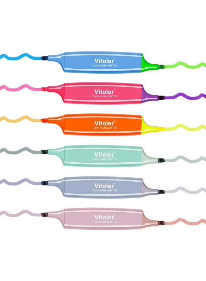 VITOLER Highlighters Assorted Colorsbible Highlighters6 Pcs12 Colorsdual Tipsno Bleedaesthetic Highlightersmarker Pens For Adults Kids School Office Supplies - Image 2