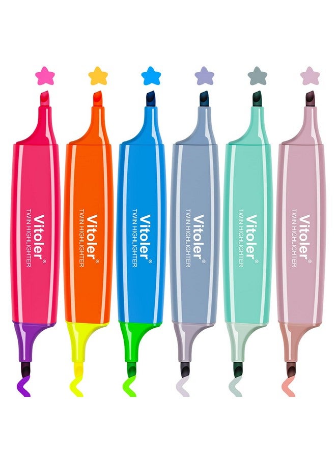 VITOLER Highlighters Assorted Colorsbible Highlighters6 Pcs12 Colorsdual Tipsno Bleedaesthetic Highlightersmarker Pens For Adults Kids School Office Supplies - Image 1