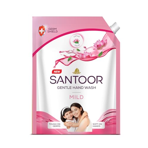 Santoor Mild Gentle Hand Wash 1300ml with Goodness of Lotus & Tulsi| Rich Lathering Formula with Anti-Bacterial Properties| Soft on Hands| Soothes & Hydrates Skin - Image 1