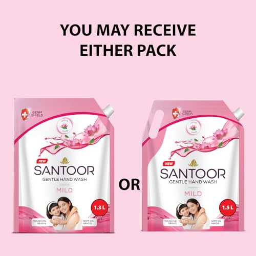 Santoor Mild Gentle Hand Wash 1300ml with Goodness of Lotus & Tulsi| Rich Lathering Formula with Anti-Bacterial Properties| Soft on Hands| Soothes & Hydrates Skin - Image 3