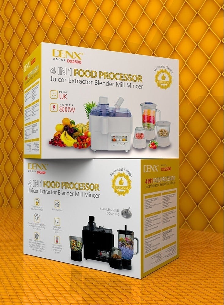 Denx 4-in-1 Food Processor with 29 Functions (Blender, Grinder, Food Processor, Chopper) | 1 Liter | 800 Watts | DX2500 - Image 5