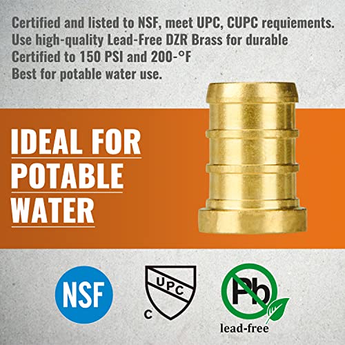 SUNGATOR 25-Pack 1/2" Pex Plug End Cap, No Lead Brass, Pex Fittings 1/2 Inch, NSF, UPC Certified - Image 3
