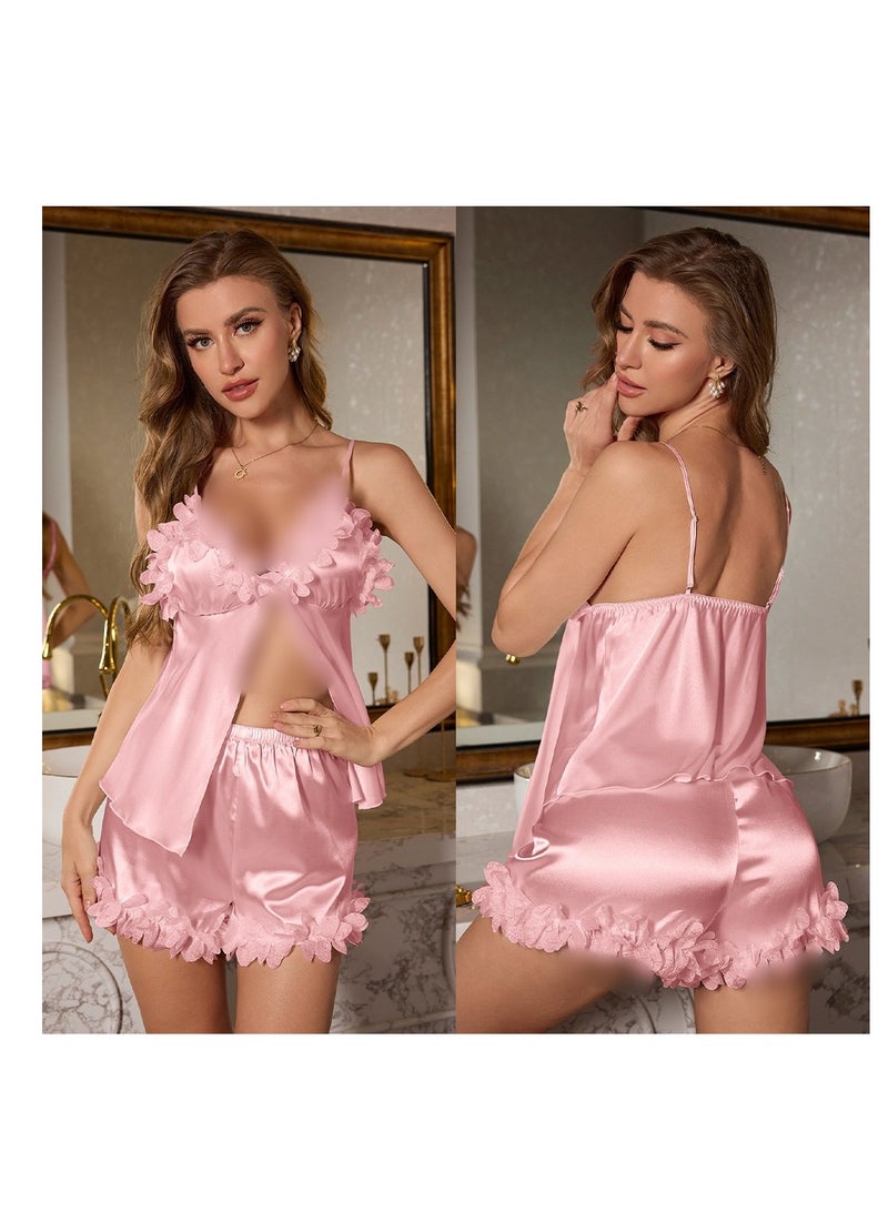 Elegant Lace Camisole Shorts Pajama Set 