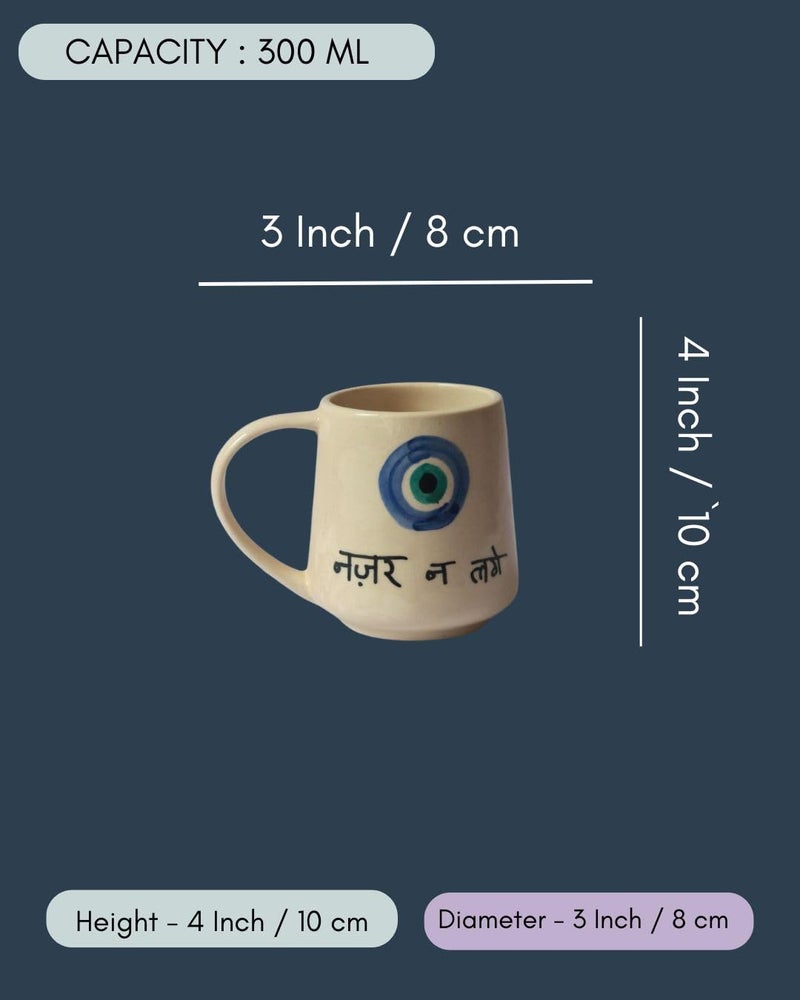 WEAVING HOMES Ceramic Nazar Mugs for Office, Stylish Tea Cups for Woman, Modern Coffee Mug for Travel (300 Ml) - Image 3