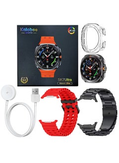 Kalobee SK7 Ultra Smartwatch Bundle With Accessories Including 1 Black Stainless Steel Band 1 Red Silicone Band a Charging Cable and a TPU Case Protector  - Image 4