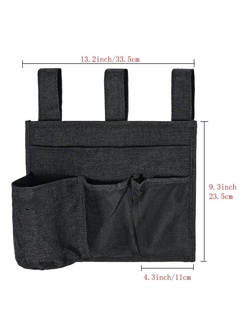 Y&D Bedside Storage Caddy, Bunk Bed Organizer Pocket Hanging Caddy for College Dorm Room, Hospital Rails, Baby Bed, Camp (Black) - Image 5