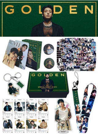 BTS Member JUNGKOOK New Album GOLDEN Gift Box Set With Lomo Cards, Acrylic Stand, Hand Account Tape, Lanyard, Stickers, Photo Card - pzsku/Z7C5D3EDB742C78F445FFZ/45/_/1732446542/b2c962b2-2c23-4740-89b9-becb2821ebb7