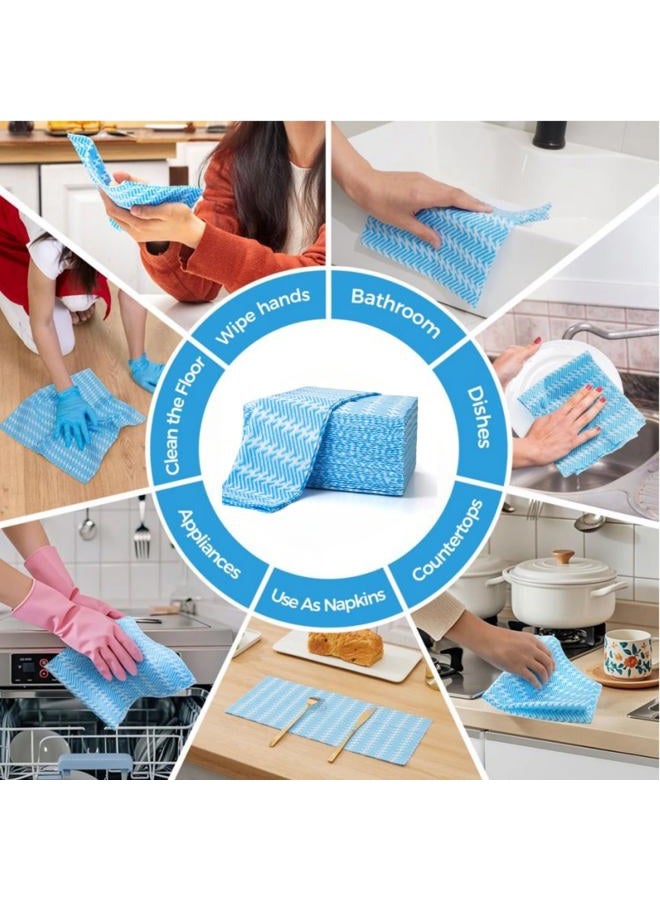 SUZZYVINE Disposable Cleaning Towels Dish Towels and Dish Cloths Reusable Towels,Handy Cleaning Wipes, 50 Count/Pack,Blue - Image 4