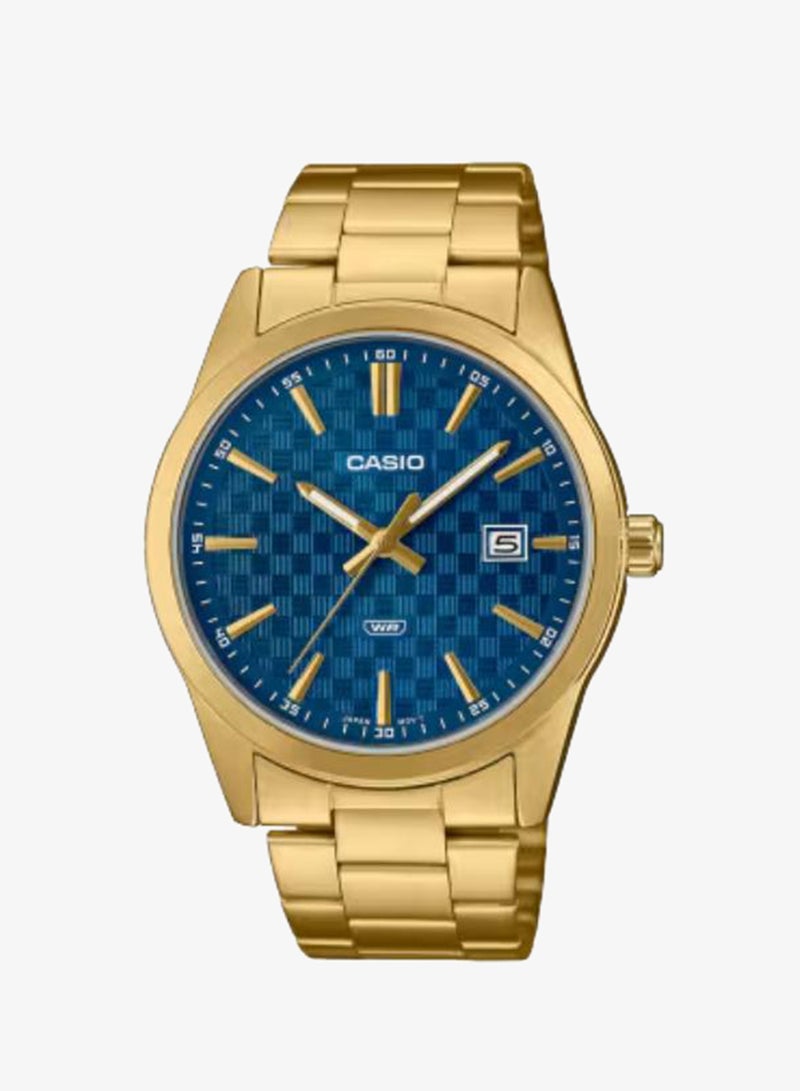 Men's Analog Display Watch With Gold Stainless Steel Strap - MTP-VD03G-2AUDF