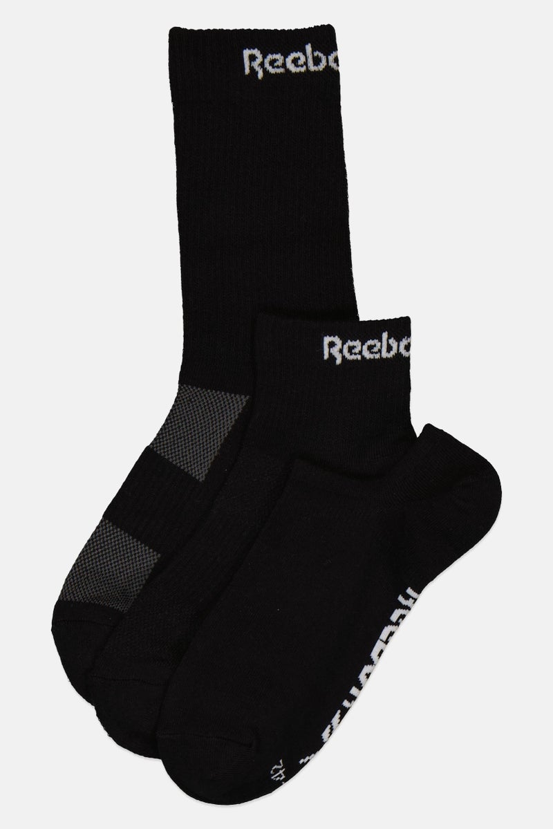 Reebok Men 3 Pairs Crew Ankle And invisible Socks Set, Black - Image 1