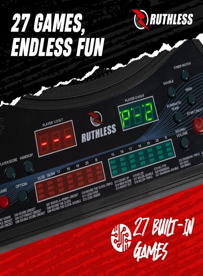 Ruthless | R600 Electronic Dartboard | Soft Tip Interactive Dartboard with 27 Game Modes | Up to 8 Players and 4 Sets of Darts Included. - Image 3
