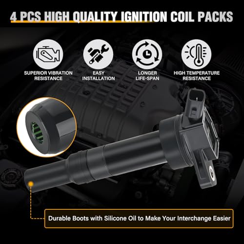 Nilight Ignition Coil Packs Set of 4 Fit UF651 for Hyundai KIA 2011 2012 2013 2014 2015 2016 17 18 19 2020 Tucson Elantra Soul FORTE 18 20L OE 5C1861 C1804 1788511 273002E000 2pin Ignition Coils - Image 3