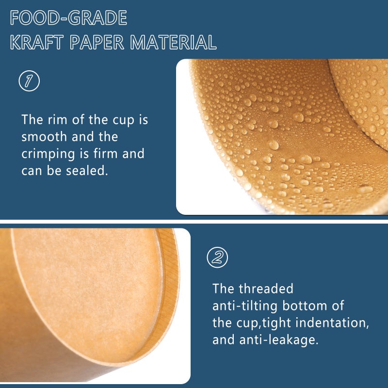 Giwrmu 8 oz 75 Pack Paper Soup Cup Disposable  Paper Food Containers with Lids  Kraft Ice Cream Container for Soups  Stews  Ice Creams  Sorbet and Salads - Image 2