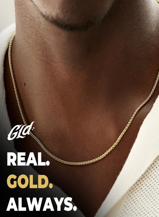 GLD Palm Chain for Men and Women - 18K 2MM Yellow Gold - 18” - Image 2