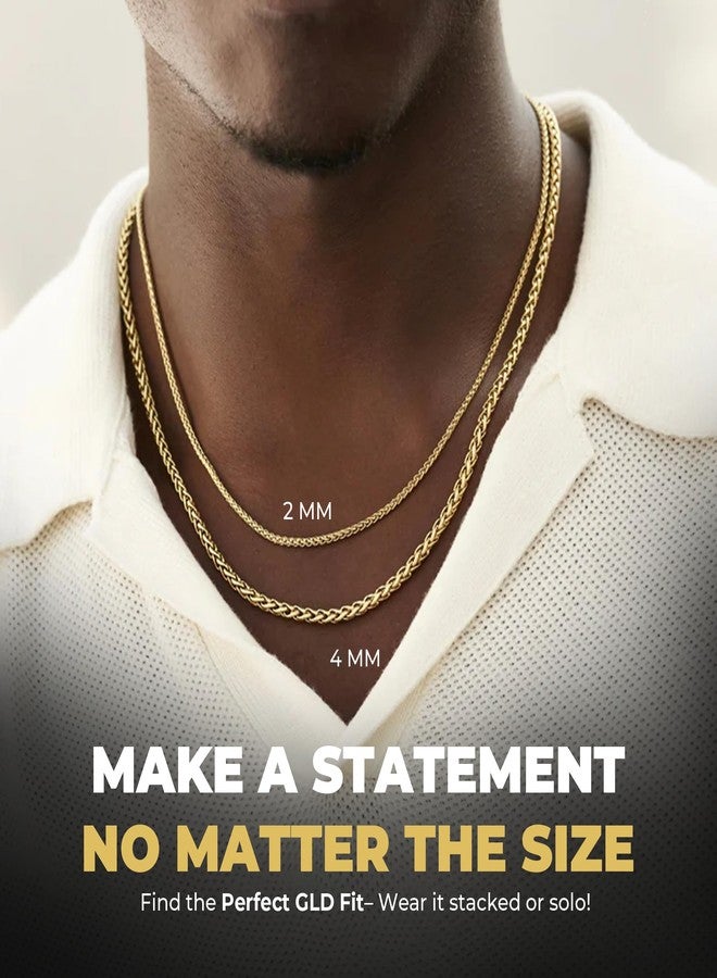 GLD Palm Chain for Men and Women - 18K 2MM Yellow Gold - 18” - Image 4