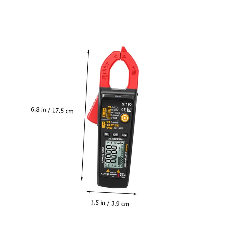 Yardwe St190 Auto-Range Intelligent Clamp Meter Digital Multimeter Electrician Tool Portable Voltage and Current Tester with Red Jaw for Electrical Repair and HVAC Testing - Image 2
