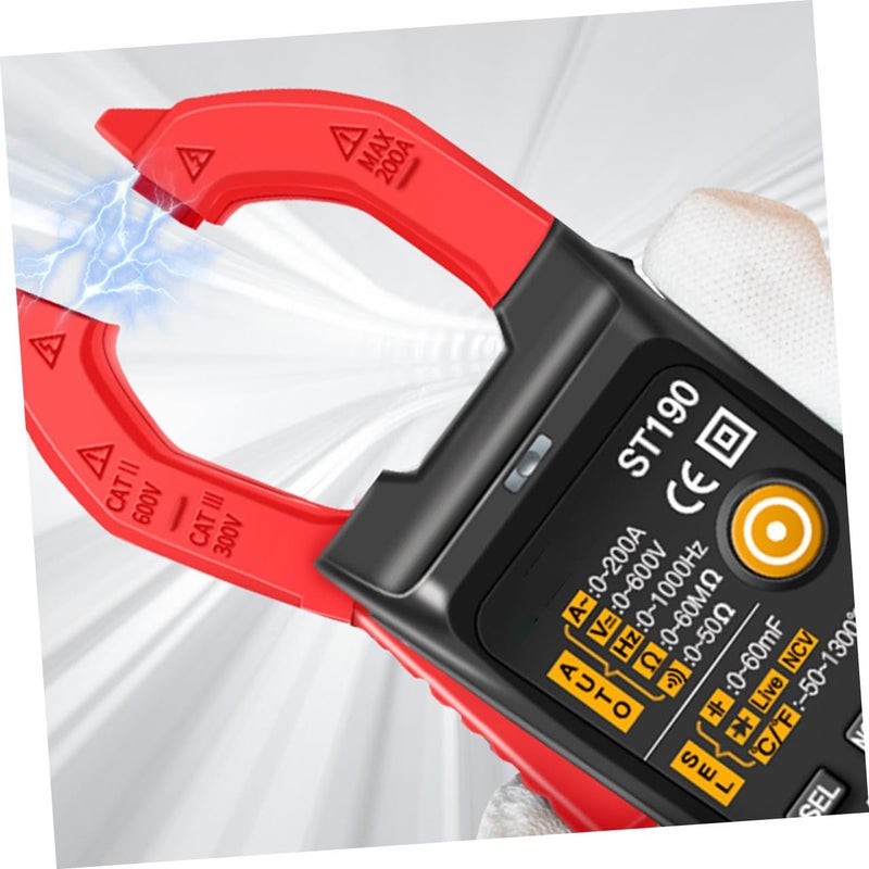 Yardwe St190 Auto-Range Intelligent Clamp Meter Digital Multimeter Electrician Tool Portable Voltage and Current Tester with Red Jaw for Electrical Repair and HVAC Testing - Image 5