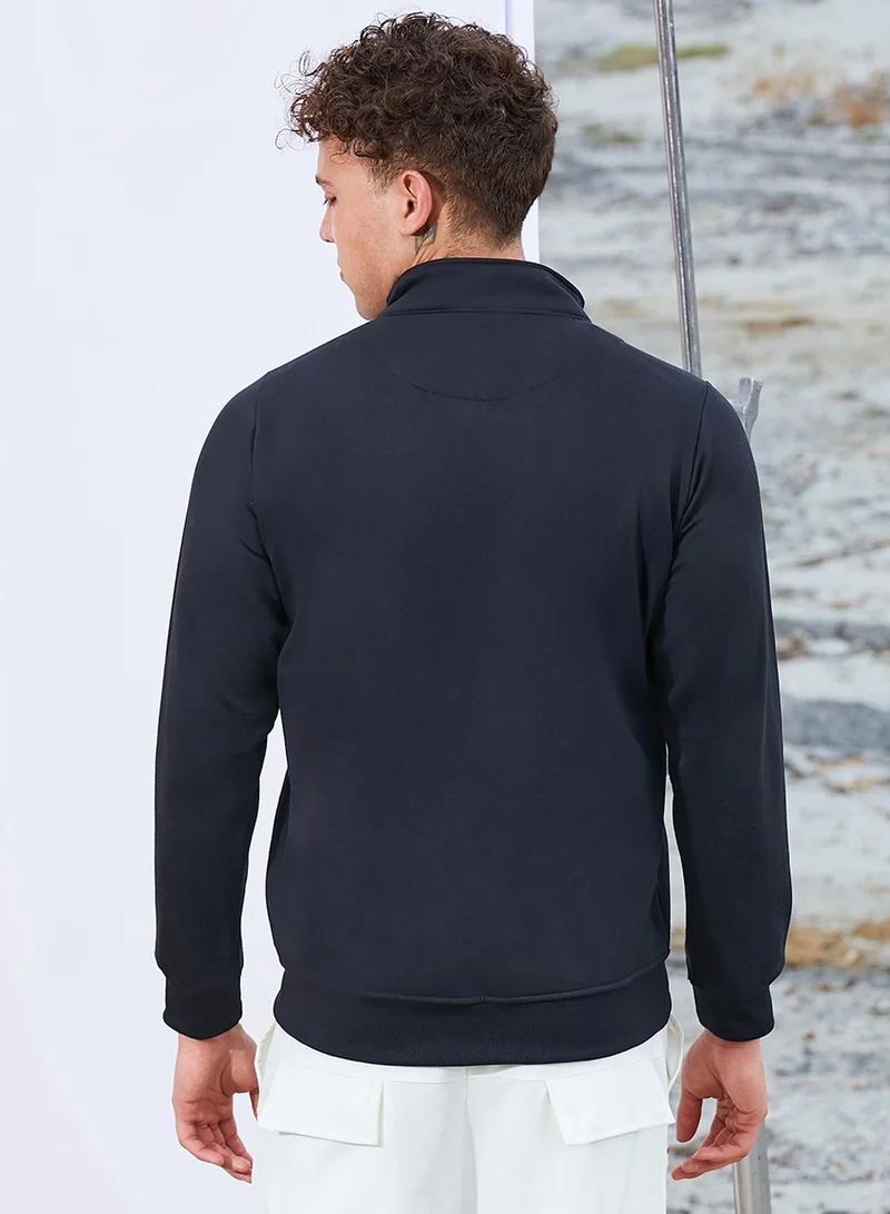 CAHOOT  Men's Black & Blue Zip-Front Jacket With Quilted Detail for Men | Best Price UAE