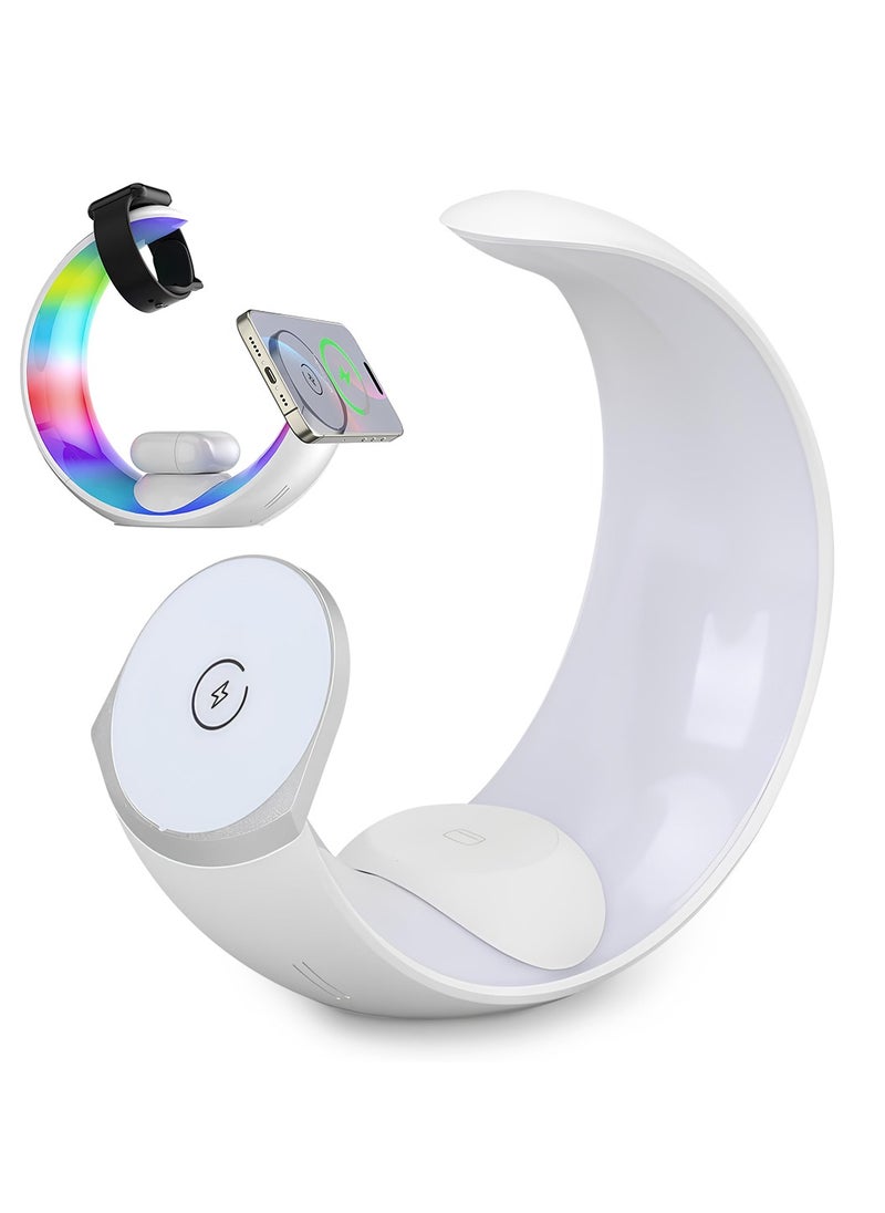 AMROAH - 2025 Moon 4 in 1 Wireless Charging Station for Smart Phone Headphones Watch, Multiple Devices Wireless Charger for iPhone 16 15 14 13 12 Series, Airpods Pro, Apple Watch - Image 1