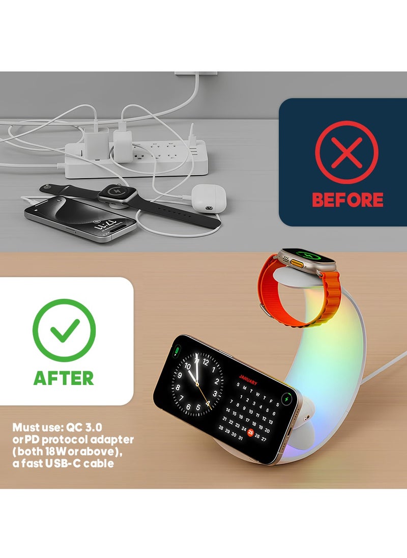 AMROAH - 2025 Moon 4 in 1 Wireless Charging Station for Smart Phone Headphones Watch, Multiple Devices Wireless Charger for iPhone 16 15 14 13 12 Series, Airpods Pro, Apple Watch - Image 1