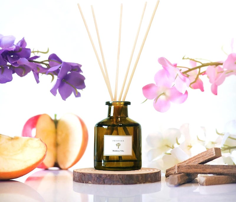 Pristine Maldives Villa/Inspired by Marriott Hotel Reed Diffuser for Home | Citrusy Grapefruit, Apple/Ocean Breeze/Sandalwood Oil Reed Diffuser Set & Reed Diffuser Sticks | Home Decor Scent Diffuser - Image 1