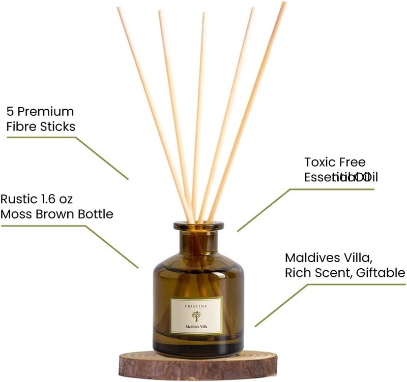 Pristine Maldives Villa/Inspired by Marriott Hotel Reed Diffuser for Home | Citrusy Grapefruit, Apple/Ocean Breeze/Sandalwood Oil Reed Diffuser Set & Reed Diffuser Sticks | Home Decor Scent Diffuser - Image 4