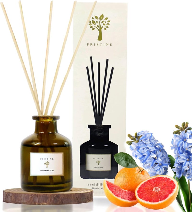 Pristine Maldives Villa/Inspired by Marriott Hotel Reed Diffuser for Home | Citrusy Grapefruit, Apple/Ocean Breeze/Sandalwood Oil Reed Diffuser Set & Reed Diffuser Sticks | Home Decor Scent Diffuser - Image 2