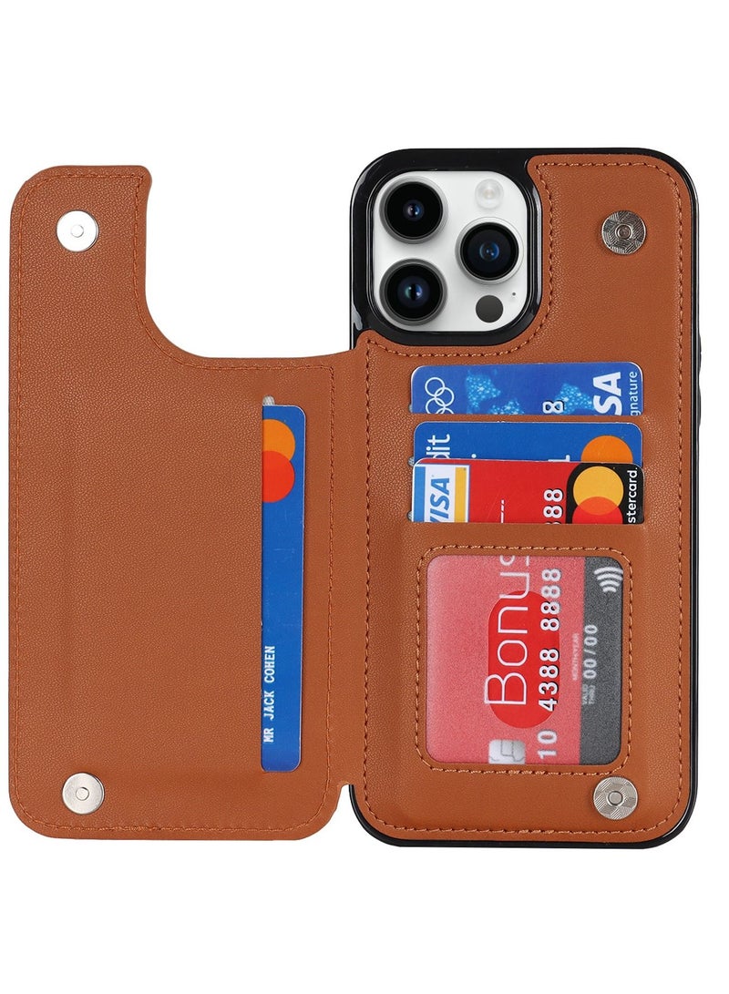 Suteni Back Cover Leather Card Slots Magnetic Back Phone Case for iPhone - Image 4