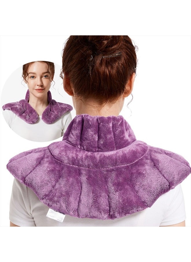 RelaxCoo - Microwavable Heating Pad for Neck Shoulders and Back, Microwave Heated Neck Wrap with Moist Heat, Weighted Neck Warmer, Purple, Lavender Scented - Image 1