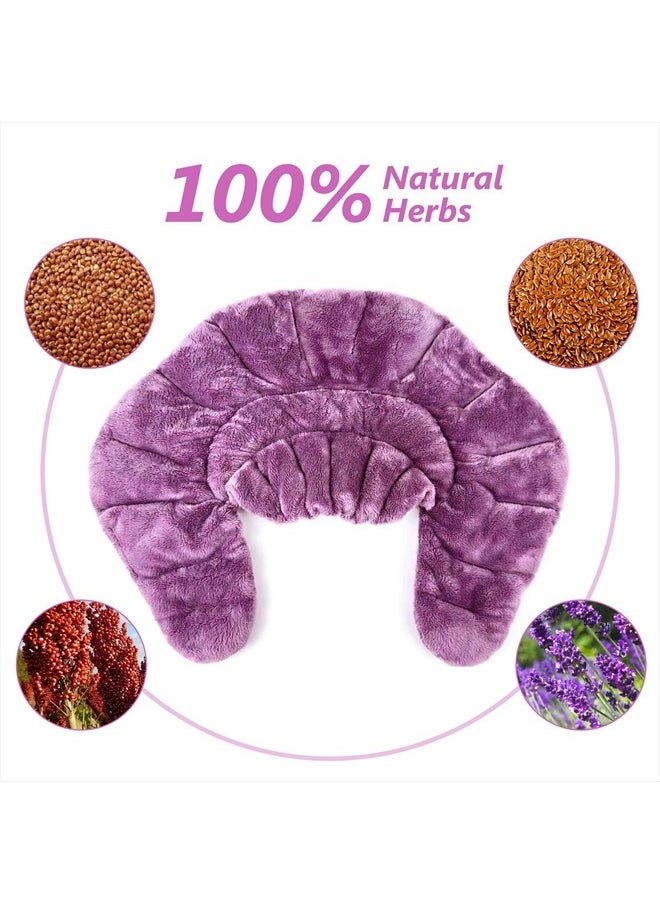 RelaxCoo - Microwavable Heating Pad for Neck Shoulders and Back, Microwave Heated Neck Wrap with Moist Heat, Weighted Neck Warmer, Purple, Lavender Scented - Image 1