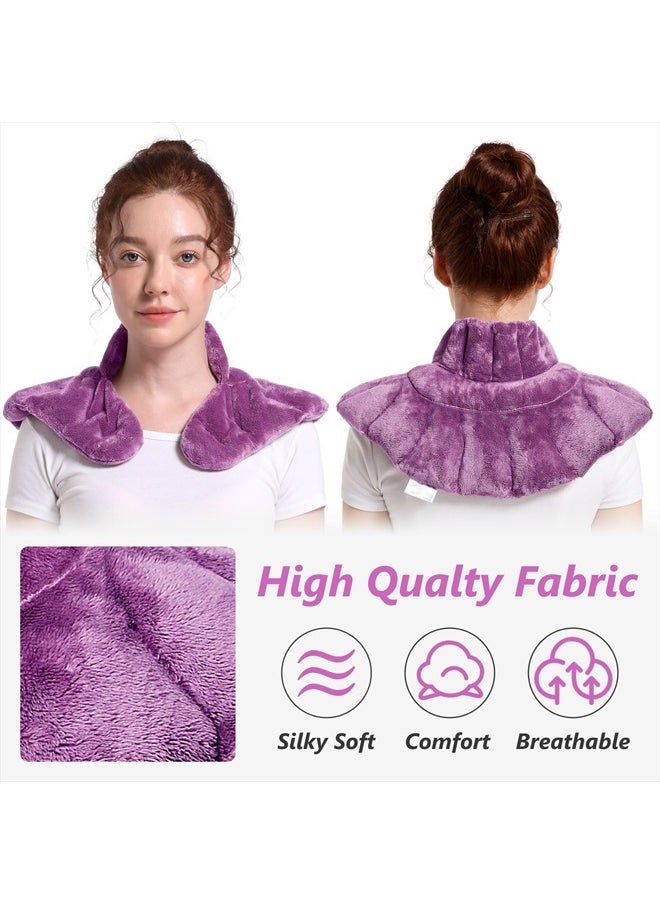 RelaxCoo - Microwavable Heating Pad for Neck Shoulders and Back, Microwave Heated Neck Wrap with Moist Heat, Weighted Neck Warmer, Purple, Lavender Scented - Image 1