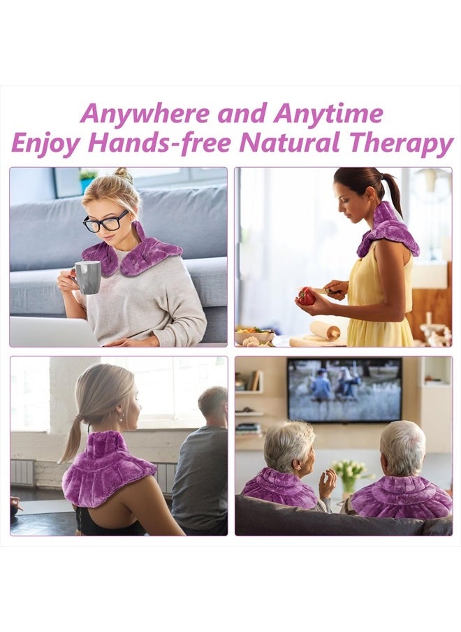 RelaxCoo - Microwavable Heating Pad for Neck Shoulders and Back, Microwave Heated Neck Wrap with Moist Heat, Weighted Neck Warmer, Purple, Lavender Scented - Image 1