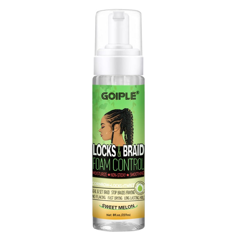 Goiple Braid Mousse, 8 fl oz for Braids Twist, Locs - Long-Lasting Hold, Frizz Control, High Shine and Moisturizes, Sugar Melon Fragrance - Image 1